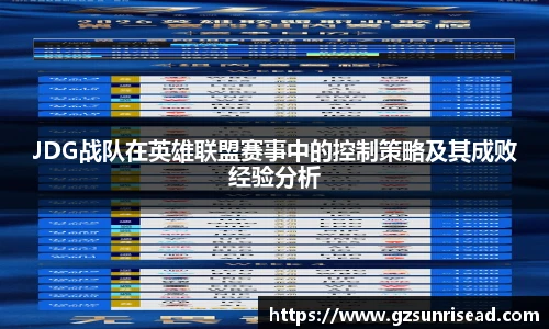 JDG战队在英雄联盟赛事中的控制策略及其成败经验分析